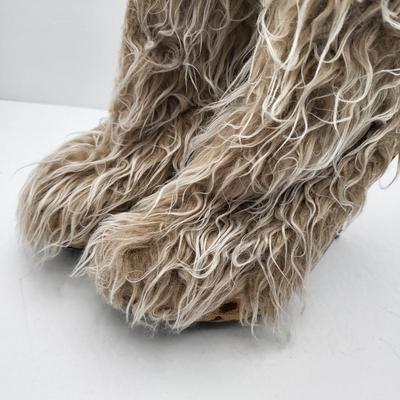 Fuzzy Animal Print Heeled Ankle Boots Size 39 (8.5)