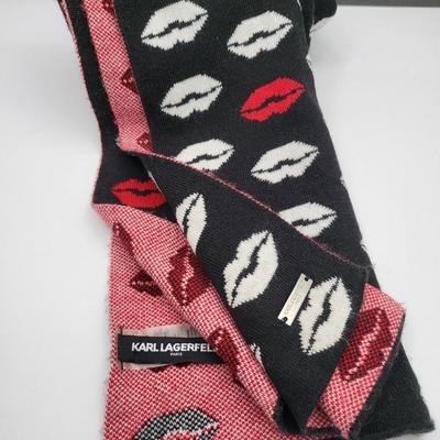 Karl Lagerfeld 'Kisses' Reversible Winter Scarf