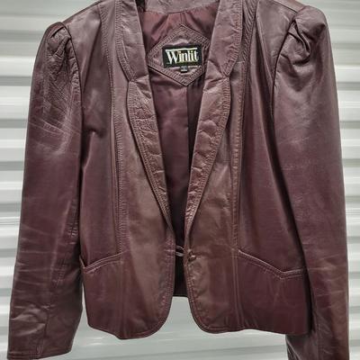 Vintage Women's Winlit Leather Jacket Size 13-14
