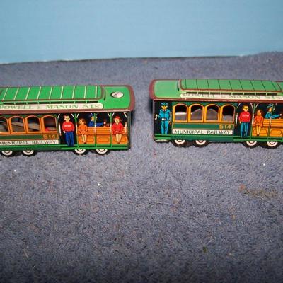 LOT 193 TIN LITHO POWELL & MASON STREET CARS/TROLLEYS JAPAN