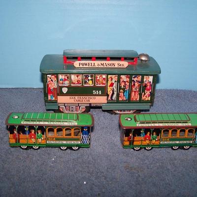 LOT 193 TIN LITHO POWELL & MASON STREET CARS/TROLLEYS JAPAN