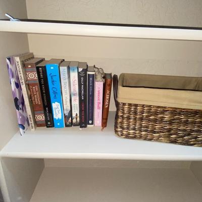 LINED WICKER BASKET, AND A VARIETY OF READING MATERIAL