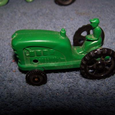 LOT 199 2 SMALL PLASTIC & 1 HARD RUBBER TRACTORS