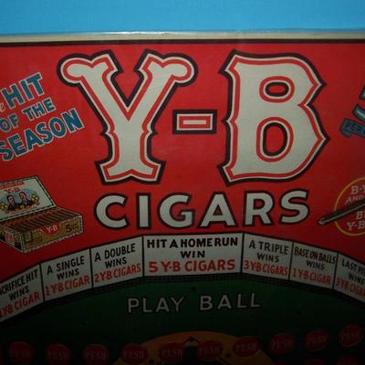 LOT 212 GREAT VINTAGE Y-B CIGARS 1938 BASEBALL PUNCH CARD/BOARD