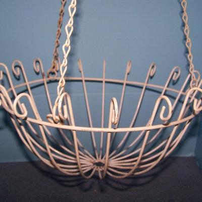 LOT 221 WONDERFUL MCM METAL TOLEWARE CANDLESTICK & HANGING BASKET