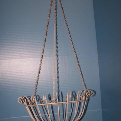 LOT 221 WONDERFUL MCM METAL TOLEWARE CANDLESTICK & HANGING BASKET