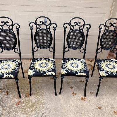 Foir Iron Chairs- Refinished and Reupholstered