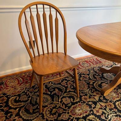 Round Solid Wood Kitchen Table w. 3 Chairs & Two 12" Extenders