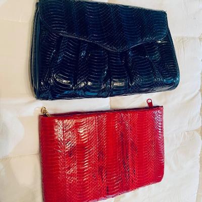 Snakeskin Purses - Like New - Blue and Red