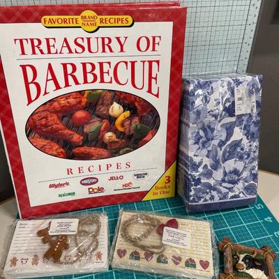 Recipe cards, cookbook, napkins and magnet