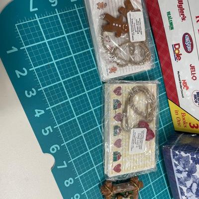 Recipe cards, cookbook, napkins and magnet