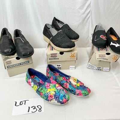 Lot B 138. Three NIB Bob’s from Skechers Size 8.5 & One Bob’s from Skechers gently worn Size 8.5
