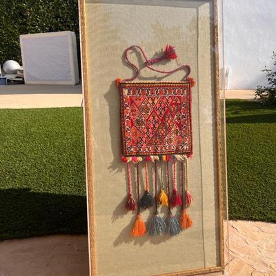 Antique Hand Woven Carpet Bag with Tassels Crossbody Shoulder Bag