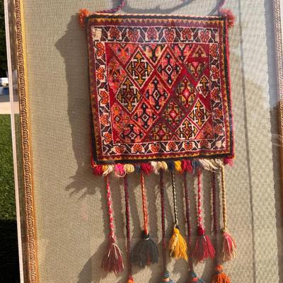 Antique Hand Woven Carpet Bag with Tassels Crossbody Shoulder Bag