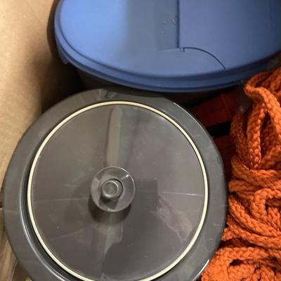 Box of ribbon, thread and buttons