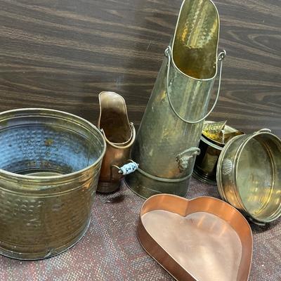 Coal Scuttles and brass pots