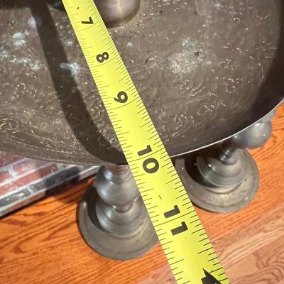 Pair of Etched Brass Floor Candle Holders