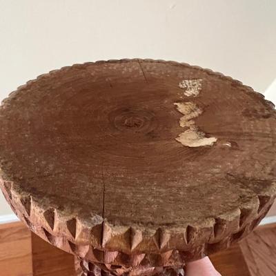 MCM Teak Nesting Side Tables & Carved Wood Vase