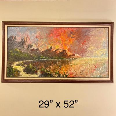 Professionally Framed MCM Signed Oil on Canvas Art