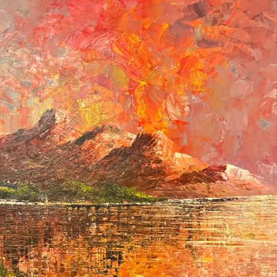 Professionally Framed MCM Signed Oil on Canvas Art