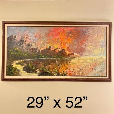 Professionally Framed MCM Signed Oil on Canvas Art