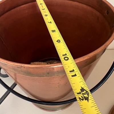Copper Ash Bucket w. Trivet Stand