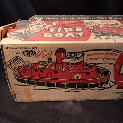 TOY FIRE BOAT BY IDEAL IN ORIGINAL BOX