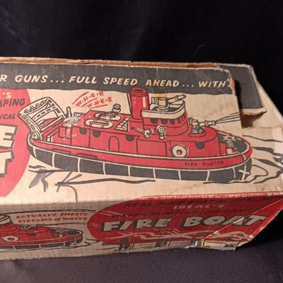 TOY FIRE BOAT BY IDEAL IN ORIGINAL BOX