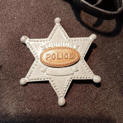 TOY CAP GUN AND METAL JUNIOR POLICE BADGE