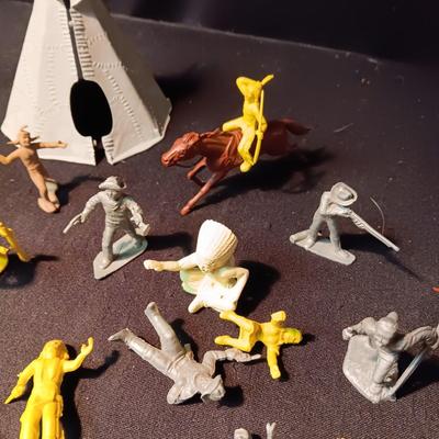 TOY COWBOYS, INDIANS AND A TEEPEE