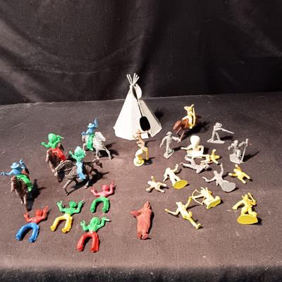 TOY COWBOYS, INDIANS AND A TEEPEE