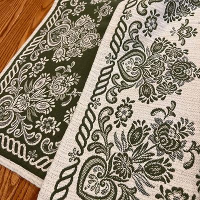 Vintage Austrian Halltex Woven Reversible Folk Lot - Tablecloths, Runners