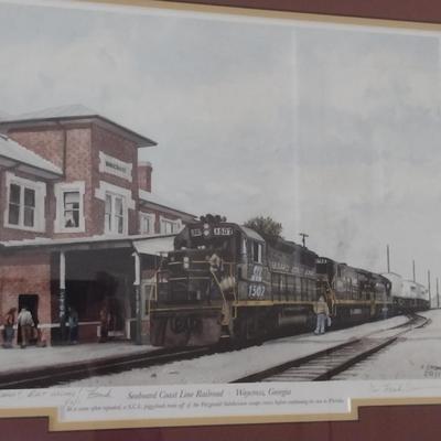 'Seaboard Coast Line Railroad- Waycross, Georgia' by Frank Crowe- Signed and Numbered- Approx 2" x 17 3/4"