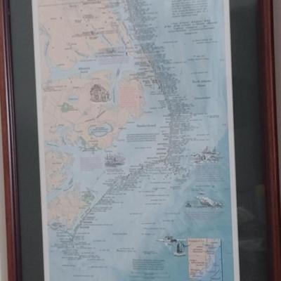 'Ghost Fleet of the Outer Banks' Print Framed Under Glass- Approx 15" x 24"