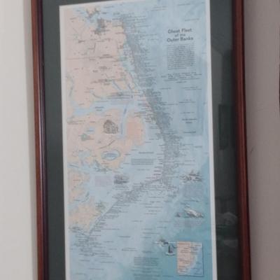 'Ghost Fleet of the Outer Banks' Print Framed Under Glass- Approx 15" x 24"
