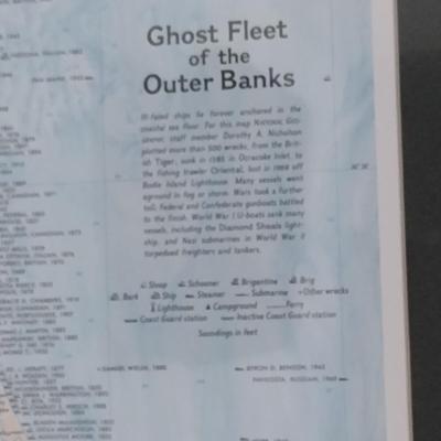 'Ghost Fleet of the Outer Banks' Print Framed Under Glass- Approx 15" x 24"