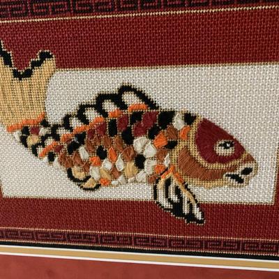 Framed Needlepoint Koi Fish