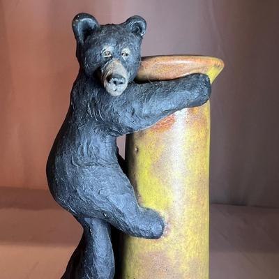 Pottery Vase W/Climbing Bears & Bear Bookends (BP-RG)