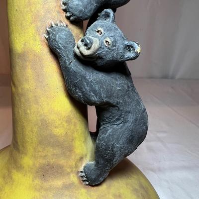 Pottery Vase W/Climbing Bears & Bear Bookends (BP-RG)