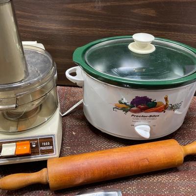 Crock pot, food processor, rolling pin and cream maker