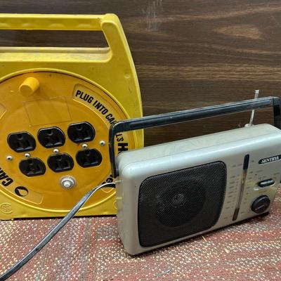 Hanging light, large plug in and radio
