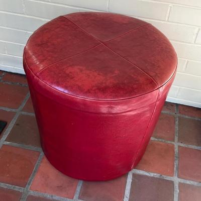 Dark Red Leatherette Ottoman (DR-RG)