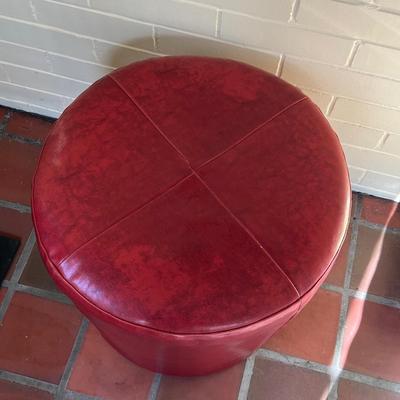 Dark Red Leatherette Ottoman (DR-RG)