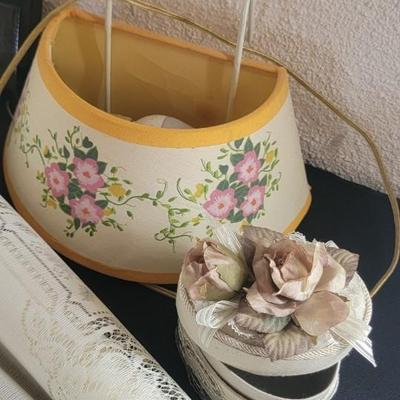 Lace pull shade, handbags, lamp