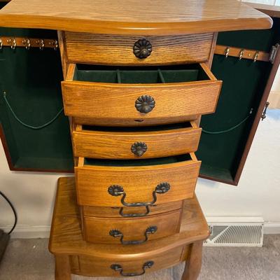 Oak jewelry armoire