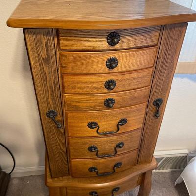 Oak jewelry armoire