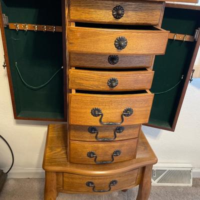 Oak jewelry armoire