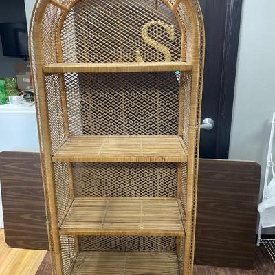 Vintage Rattan Wicker rounded shelving