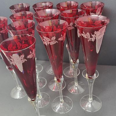 Stunning 11" Lenox Ruby Red Crystal Flutes (12)