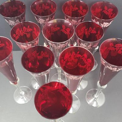 Stunning 11" Lenox Ruby Red Crystal Flutes (12)